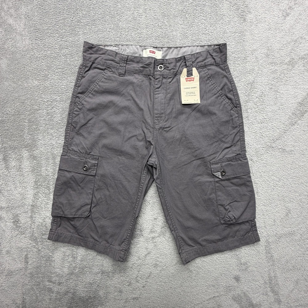 Levi's Shorts Boys Mens Measured 31x12 Gray Cargo Cotton Pockets Relaxed Fit